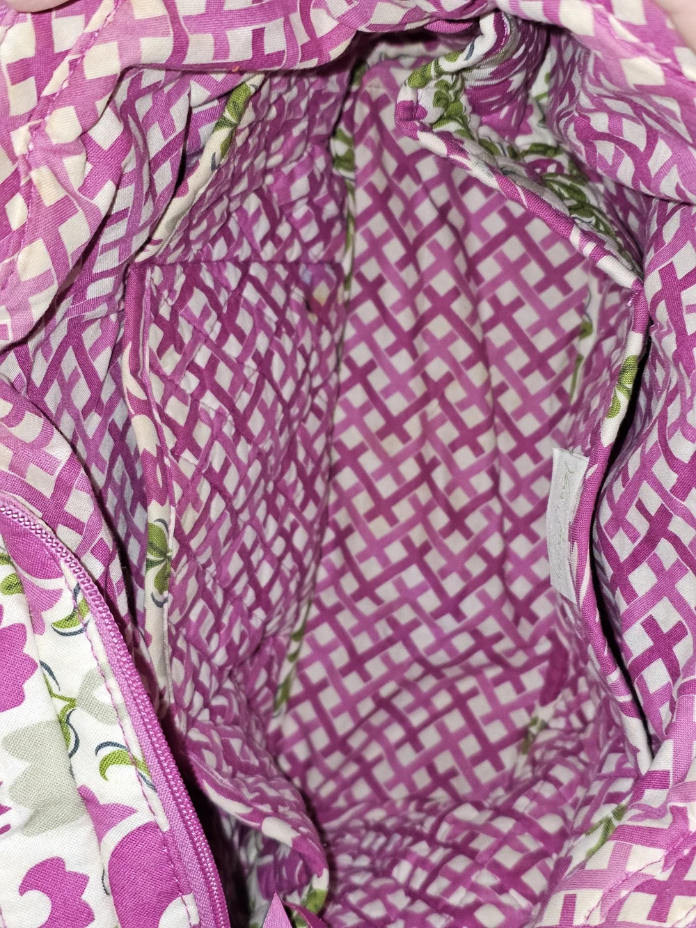 Vera Bradley Julep Wendy Pink Green Tulip Quilted Shoulder Tote Purse Pockets